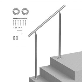   VEVOR korlátok kültéri lépcsőkhöz, 39,4 hüvelykes / 100 cm hosszú lépcsőkorlát-készlet, átmeneti rozsdamentes acél korlát szerelőkészlettel, dupla oszlopos lépcsőkorlát időseknek, verandára és teraszra