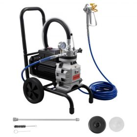   VEVOR membrános levegő nélküli festékszóró, 1500 W-os hatékony kocsis levegő nélküli festékszóró, 2800 psi magasnyomású, hosszabbító rúddal, tisztítótűvel és kefével, otthoni beltéri és kültéri festékszóráshoz
