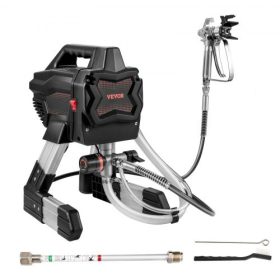   VEVOR álló légmentes festékszóró, 7/8 LE 650 W-os elektromos festékszóró gép, 2900 PSI nagy teljesítményű beltéri és kültéri festéshez, hosszabbító rúd és tisztítókészletek bútorokhoz/kerítésekhez/otthonhoz/házhoz/szekrényekhez