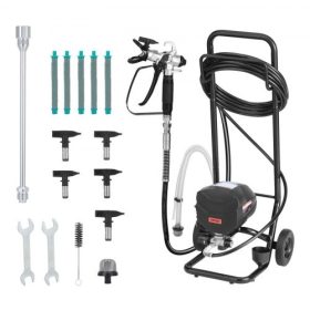   VEVOR álló légmentes festékszóró, 650 W, 3000 PSI nagynyomású légmentes festékszóró kocsival, tisztítókefével, tömlővel, hosszabbító rúddal, fúvókákkal, elektromos szórófesték gép ház külső és belső festésére