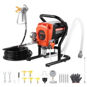   VEVOR álló légmentes festékszóró, 900 W, 3300 PSI nagynyomású légmentes festékszóró, tisztítókefe, tömlő, hosszabbító rúd, fúvókák, elektromos festékszóró gép házak, kerítések belső vagy külső festésére