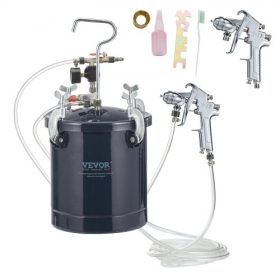   VEVOR szórófesték nyomótartály, 10L/2.5gal sűrített levegős festéktartály, 1.5mm+4mm két fúvóka két szórópisztoly ipari, lakberendezési, építészeti, építőipari, autóipari festéshez, 60PSI max.
