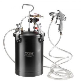   VEVOR szórófesték nyomótartály, 15 literes/3,75 gallonos nyomótartály, 60 psi állítható nyomás, acél nyomótartály szórópisztollyal, tömlőkkel, nyomásmérővel, lakberendezési és ipari festéshez
