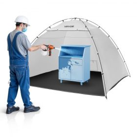   VEVOR hordozható festőfülke sátor, 2950 x 2920 x 2020 mm-es festősátor állomás, beépített padlóval és hálós képernyővel ellátott festőhely, nagy tér, Oxford festősátrak szekrényekhez, székekhez, asztalokhoz