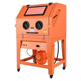   VEVOR 927L homokszóró kabin nyomás alatti tartállyal, strapabíró acél homokszóró kabin kerekeken - 121 literes médiatartállyal és 1200 W-os porgyűjtővel nagyméretű alkatrészek felületkezeléséhez