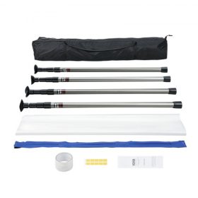   VEVOR porvédő oszlopok, 10 Ft-os sorompóoszlopok, porvédő rendszer 4 teleszkópos rúddal, mágneses cipzárral, hordtáskával és 32,8x13,12 Ft-os műanyag fóliával, belső dekorációhoz, festéshez