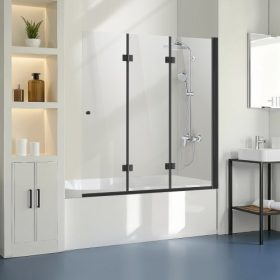   VEVOR kádas zuhanyajtó, 51 hüvelyk széles x 56 hüvelyk magas, keret nélküli, összecsukható, csuklós zuhanyajtó, háromrészes üvegzuhanyajtó 1/4 hüvelykes edzett üvegajtóval, 180°-ban forgatható és összecsukható kialakítás, kádhoz,