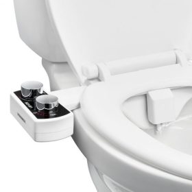   VEVOR bidé tartozék WC-hez, nem elektromos bidé WC-ülőke tartozék - kettős behúzható fúvókák, állítható víznyomás, könnyen felszerelhető hidegvizes permetező hátsó női mosáshoz, fehér