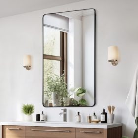  VEVOR fali sminktükör, 0,15" vastag, 28" x 60" tükör alumíniumötvözet kerettel és robbanásbiztos fóliával, karcálló tükör Z alakú konzollal, fürdőszobába/hálószobába/nappaliba alkalmas