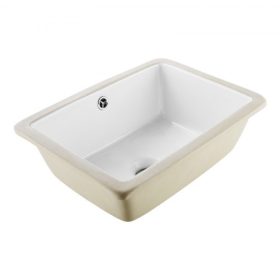   VEVOR aláépíthető fürdőszobai mosdó, 400 x 305 mm-es téglalap alakú, fehér kerámia mosdó túlfolyónyílással, pult alá építhető, modern mosdó, mosdótál, téglalap alakú, kis helyre