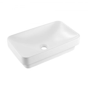   VEVOR félig süllyesztett fürdőszobai mosdó, 490 x 305 mm-es téglalap alakú, fehér kerámia mosdó 45 mm-es lefolyónyílással, süllyesztett modern mosdótál, mosdó, téglalap alakú, kis fürdőszobába