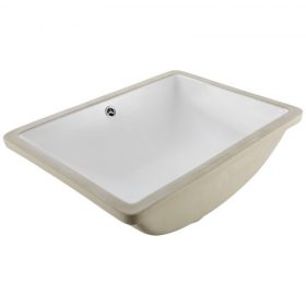   VEVOR Fürdőszobai Mosdó, 515 x 385 mm Téglalap alakú, Fehér Kerámia Mosdó Túlfolyólyukkal, Pult alatti, Beépíthető Modern WC Kád Mosdótál, Téglalap alakú Kis Helyiségekbe