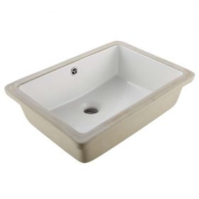   VEVOR aláépíthető fürdőszobai mosdó, 470 x 335 mm-es téglalap alakú, fehér kerámia mosdó túlfolyónyílással, pult alá építhető, modern mosdó, mosdótál, téglalap alakú, kis helyre