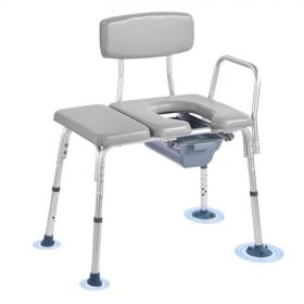   VEVOR éjjeli WC-fotel, 227 kg teherbírás, 4 az 1-ben hordozható WC és magasított WC-ülőke párnázott üléssel és háttámlával, levehető 5 literes vödör, állítható magasságú felnőtt bili időseknek