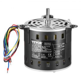   VEVOR 1/2HP kemencefúvó motor, 220V 2,6 amper, 1300RPM 3 sebességes, 10mm tengelyátmérő, 20mm tengelyhossz, balra forgás a tengelyvégtől, tartalmazza a CBB60 15μF/450V kondenzátort