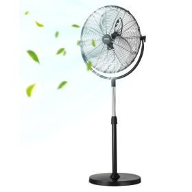   VEVOR ipari talapzatos ventilátor, 18 hüvelykes állóventilátor 45,3–57,9 hüvelyk állítható magassággal, padlóventilátorok 3 állítható sebességgel, nagy teljesítményű hálószobai ventilátorok nappaliba, otthonra, irodába, fekete