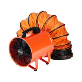   VEVOR 300 mm-es hordozható szellőztető, 2 sebességes, 2894CFM nagy sebességű ipari fúvóventilátor 10 m-es flexibilis csőtömlővel, axiális kipufogóventilátor pincékbe, műhelyekbe, raktárakba, narancssárga