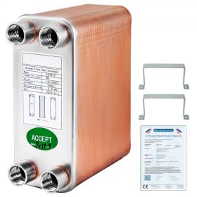   VEVOR hőcserélő Forrasztott lemezes hőcserélő 1/2” BSP FPT csatlakozók 60 lemezes hőcserélő 60 lemezes hőcserélő Rozsdamentes acél 316L síklemezes hőcserélő hidraulikus fűtéshez