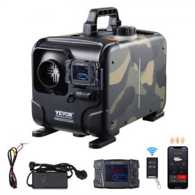   VEVOR 5-8KW dízel fűtőberendezés, 12V/24V-os univerzális dízel légfűtő, Bluetooth alkalmazásvezérlés, távirányító és kijelző, szén-monoxid-riasztó, gyors fűtésű, vízszintes, hordozható dízel fűtőberendezés járművekhez, garázsba