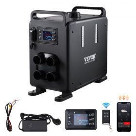   VEVOR 5-8KW dízelfűtő, 12V/24V-os univerzális dízel légfűtő, Bluetooth alkalmazásvezérlés, távirányító és kijelző, szén-monoxid-riasztó, gyors fűtésű, függőleges, hordozható dízelfűtő járművekhez, garázsba