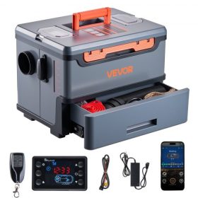   VEVOR dízelfűtő, 5-8 kW DC 12V/24V, hordozható dízel légfűtő Bluetooth alkalmazásvezérléssel, távirányítóval és LCD kijelzővel, 5 literes üzemanyagtartállyal teherautókhoz, furgonokhoz, lakókocsikhoz, lakókocsikhoz és garázsokhoz