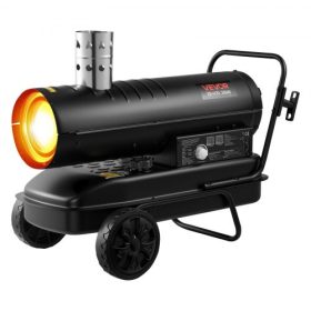   VEVOR 20kW-os kényszerlevegős kerozin dízel fűtőberendezés, hordozható torpedó alakú helyiségfűtő kerekekkel és állítható hőmérséklettel, fúvós típusú építési területekre/garázsba/raktárba/műhelybe, építési területekre/kültéri fűt
