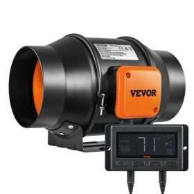   VEVOR beépített csőventilátor, 6 hüvelykes, 402 CFM hőmérséklet-páratartalom-szabályozóval, csendes EC-motoros szellőztető elszívó ventilátor hűtés fokozásához, termesztősátrakhoz, hidroponikához