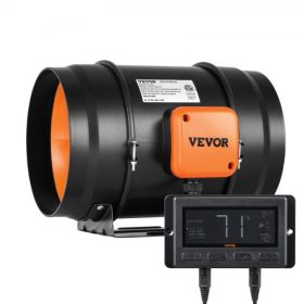   VEVOR csőventilátor, 203,2 mm, 506,2 CFM, hőmérséklet-páratartalom-szabályozóval, csendes EC-motoros szellőztető/elszívó ventilátor hűtés fokozásához, termesztősátrakhoz, hidroponikához