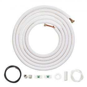   VEVOR 25FT Mini Split csővezeték készlet, 6,4 és 12,7 mm külső átmérőjű rézcsövekkel és háromrétegű szigeteléssel, légkondicionáló vagy fűtésszivattyú berendezésekhez és HVAC rendszerekhez, gazdag tartozékválasztékkal (27 lábas cs