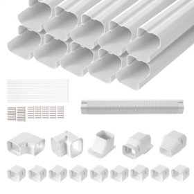   VEVOR Mini Split csővezeték készlet burkolat 76,2 mm széles 5400 mm hosszú, PVC dekoratív csővezeték burkolat klímaberendezéshez 10 egyenes csővel és teljes alkatrészekkel, könnyen telepíthető, festhető hőszivattyúkhoz, fehér