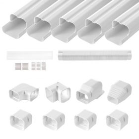   VEVOR Mini Split csővezeték készlet burkolat 76,2 mm széles 3110 mm hosszú, PVC dekoratív csővezeték burkolat klímaberendezéshez 5 egyenes csővel és teljes alkatrészekkel, könnyen telepíthető, festhető hőszivattyúkhoz, fehér