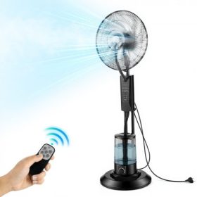   VEVOR párásító ventilátor, 3 szélsebességű párásító állóventilátor, Mister hűtőventilátorok 3 literes víztartállyal, távirányítós és panelvezérlésű, vízhűtő ventilátorok beltéri, kültéri, garázs, terasz, nappali használatra, 3 üze