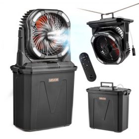   VEVOR párásító ventilátor, több mint 2700 fordulat/perc motorral, Mister ventilátor, Mister hűtőventilátorok 9 literes víztartállyal, 10000 mAh akkumulátorral, 4 sebességes széllel és 5 világítási móddal, vízhűtő ventilátorok belt