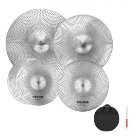   VEVOR Kis Volume Cintányér Csomag 4 Darab 350/400/455/505 mm (14/16/18/20 Hüvelyk) Ötvözet Cintányérok Dobhoz