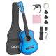 VEVOR klasszikus gitár, 780 mm, fa klasszikus gitár kezdőkészlet kezdőknek, nejlon húrokkal, puhatok, heveder, hangoló, extra húrok, pengetők, capo, hársfa, gyerekeknek, lányoknak, fiúknak, diákoknak, kék