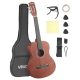 VEVOR klasszikus gitár, 900 mm, fa klasszikus gitár kezdőkészlet kezdőknek, nejlon húrokkal, puhatokkal, hevederrel, hangolóval, extra húrokkal, pengetőkkel, capoval, sapele és rózsafával, gyerekeknek, lányoknak, fiúknak, natúr
