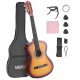 VEVOR klasszikus gitár, 960 mm, fa klasszikus gitár kezdőkészlet kezdőknek, nejlon húrokkal, puhatokkal, hevederrel, hangolóval, extra húrokkal, pengetővel, capo-val, hársfa, tinédzsereknek, felnőtteknek, diákoknak, napkitörés szí