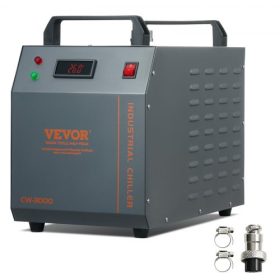   VEVOR ipari vízhűtő, CW-3000, 80 W-os léghűtéses ipari vízhűtő hűtőrendszer 12 literes víztartállyal, 12 l/perc maximális áramlási sebességgel, lézergravírozó gép hűtőgépéhez