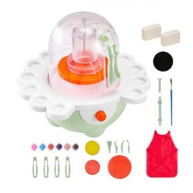   VEVOR Mini agyagkorong, 50 mm-es és 80 mm-es forgótányérok, állítható sebesség, elektromos agyagkorong gyerekeknek és kezdőknek, komplett agyagkészlet agyagszobrász eszközökkel, ajándék fiúknak és lányoknak, zöld