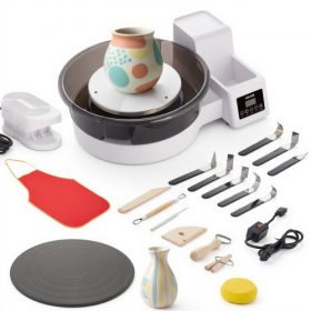   VEVOR agyagkorong felnőtteknek, 36 és 28 cm-es lemezjátszók, 450 W-os elektromos asztali agyagkorong lábpedállal, 30-300 fordulat/perc állítható sebesség, levehető medence, kezdőknek, barkács agyagművészeti kézműveskedés, fehér