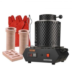   VEVOR aranyolvasztó kemence, 1350 W, 1150 °C max. hőmérséklet, digitális elektromos olvasztókemence 1 kg-os és 3 kg-os kerámia olvasztótégelyekkel, olvasztófogóval és kesztyűvel, aranyhoz, ezüsthöz, alumíniumhoz, rézhez