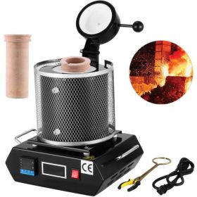   VEVOR aranyolvasztó kemence, 1350 W, 1150 ℃ maximális hőmérséklet, digitális elektromos olvasztókemencés gép, 3 kg-os kerámia olvasztótégellyel, nemesfémek öntéséhez és finomításához, arany, ezüst, alumínium olvasztásához