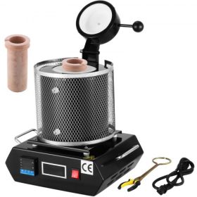   VEVOR aranyolvasztó kemence, 1350 W, 1150 ℃ maximális hőmérséklet, digitális elektromos olvasztókemencés gép, 1 kg-os kerámia olvasztótégellyel, nemesfémek öntéséhez és finomításához, arany, ezüst, alumínium olvasztásához