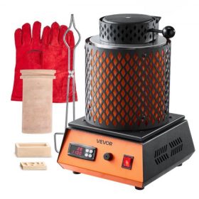   VEVOR elektromos olvasztókemence, 1500 W-os elektromos olvasztókemence készlet, 2102℉/1150℃ fémolvasztó gép 5 kg-os kerámia olvasztótégellyel, aranyolvasztó készlet ékszerkészítéshez, fémrudakhoz, fém alkatrészekhez