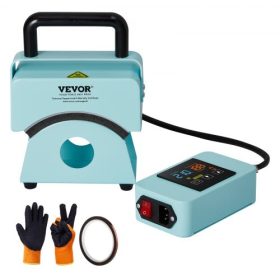   VEVOR Kalapprés, Mini Kalap Hőprés Sapkákhoz Integrált Vezérlőpanellel, Sapka Hőprés 5,9x3,15 hüvelykes ívelt fűtőlappal, Biztonsági Talppal és Kesztyűvel, Automatikus Kikapcsolás, Zöld