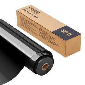   VEVOR hőátadó vinil, 304,8 x 15240 mm, fényes fekete HTV vasalható vinil tekercs, könnyen vágható és bontható, erős tapadás, vágógépekkel kompatibilis, különféle anyagokhoz, pólókhoz, párnákhoz, sapkákhoz