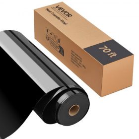   VEVOR hőátadó vinil, 304,8 x 21336 mm, fényes fekete HTV vasalható vinil tekercs, könnyen vágható és bontható, erős tapadás, vágógépekkel kompatibilis, különféle anyagokhoz, pólókhoz, párnákhoz, sapkákhoz