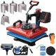 VEVOR Heat Press 12x15 hüvelykes 10 in 1 Heat Press 1000 W Heat Press Machine 360°-os elforgatással Red Heat Press póló szublimációs gép Kétcsöves fűtés barkács tollakhoz sapkák Bögrék és ingek