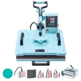   VEVOR hőprés 300 x 380 mm 8 az 1-ben 850,5 g-os hengerprés, zöld pólókkal