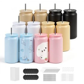   VEVOR szublimációs poharak, 12 db-os kiszerelés, 473 ml-es többszínű poharak, ömlesztett kiszerelés, rozsdamentes acél szublimációs poharak fedéllel és szívószállal, dupla falú, szigetelt poháralap, barkácsoláshoz, személyre szabo